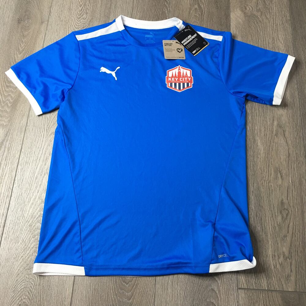 NWT Puma Key City Football Club T Shirt Jersey Electric Blue Lemonade Medium